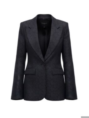 Smythe Black Floral Jacquard Peaked Lapel Blazer | 10P